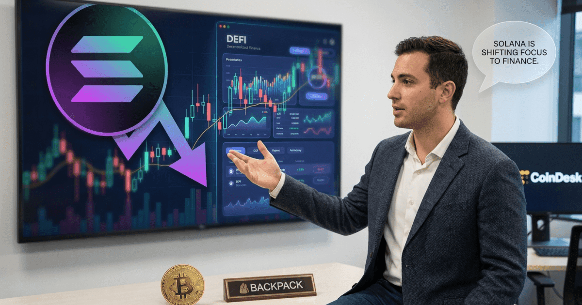 Ilustração editorial sobre altcoins: Altcoin Solana: CEO da Backpack Revela Foco Crescente em Finanças