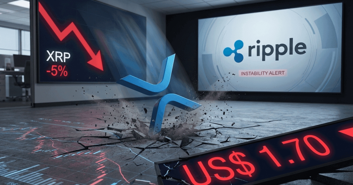Ilustração editorial sobre altcoins: Altcoin XRP Despenca 5%: Analistas Alertam Queda a US$1,70