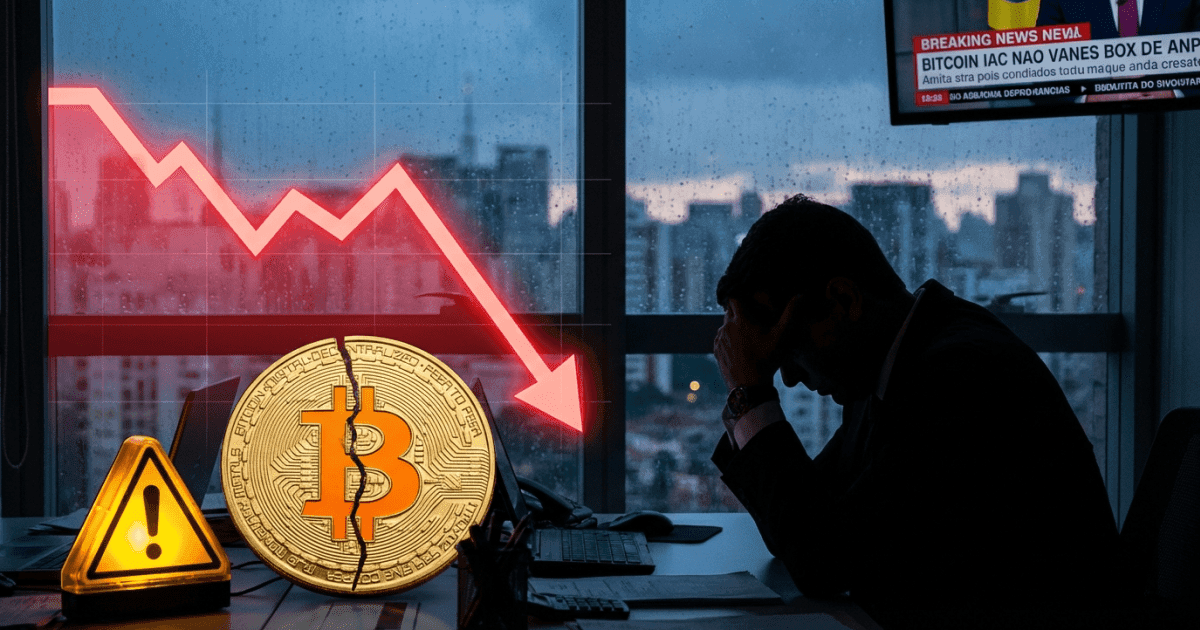Ilustração editorial sobre bitcoin: Bitcoin Desvaloriza: Pressão de Venda Acende Alerta a Otimistas