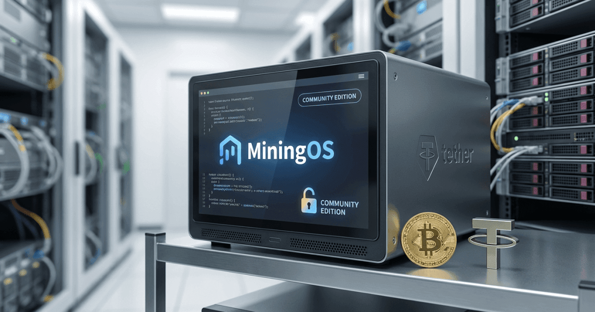 Ilustração editorial sobre ethereum: Ethereum: Tether Anuncia MiningOS Open-Source para Bitcoin
