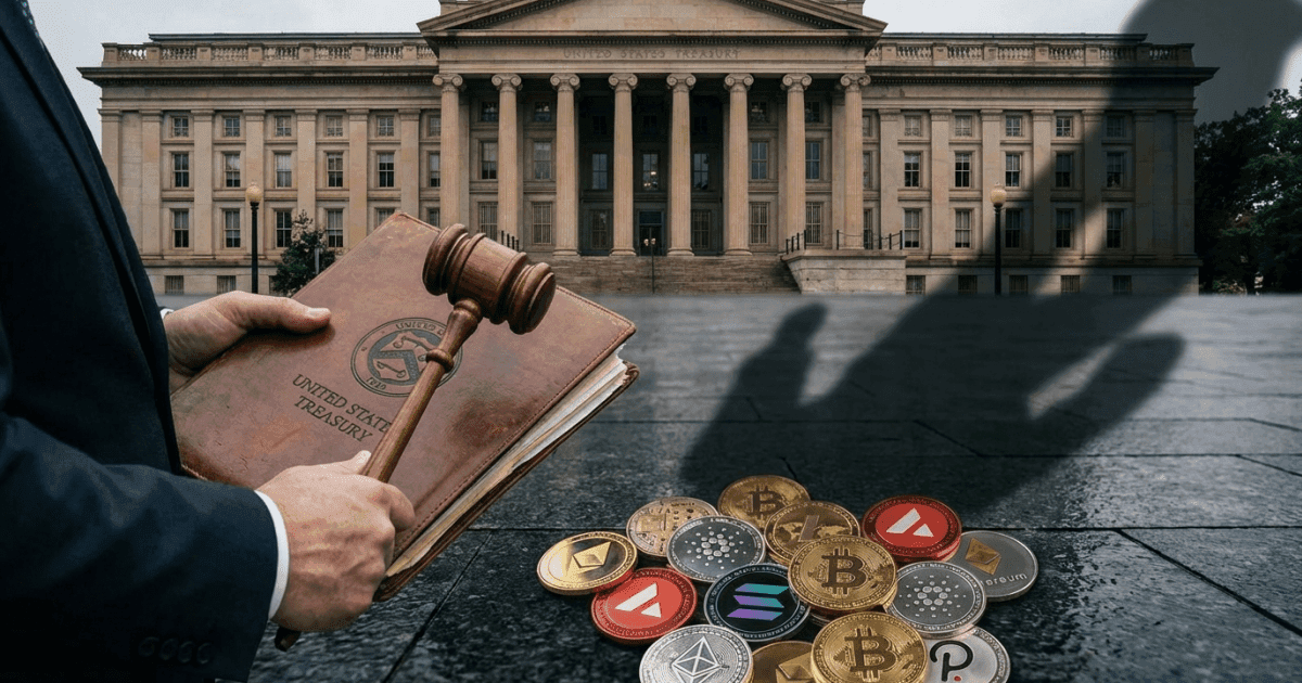 Ilustração editorial sobre altcoins: Altcoin: Tesouro dos EUA Condena Opositores da Regulação