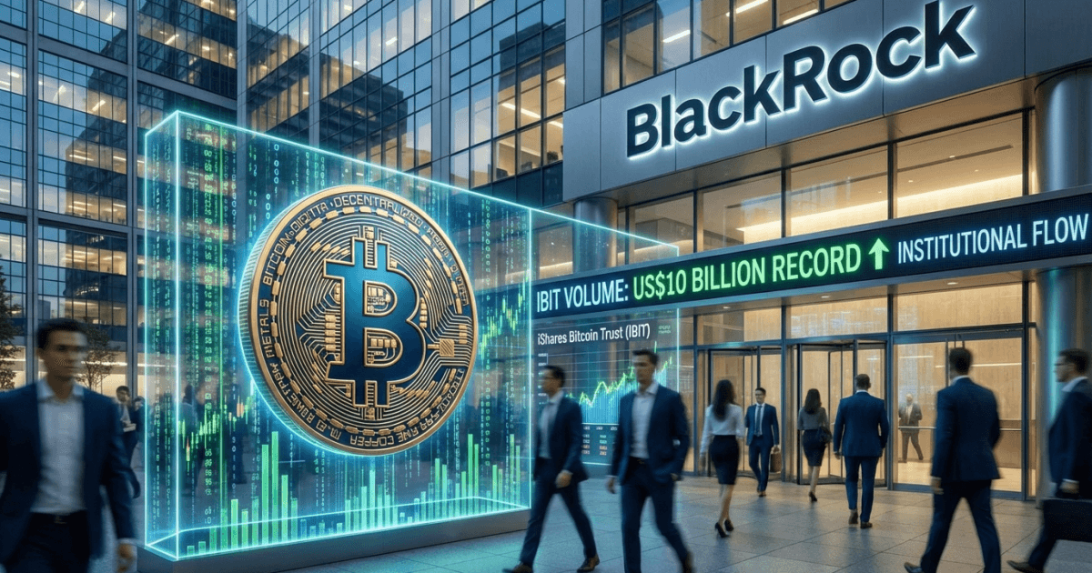 Ilustração editorial sobre bitcoin: Bitcoin: Fundo BlackRock Atinge US$10 Bi em Volume Recorde