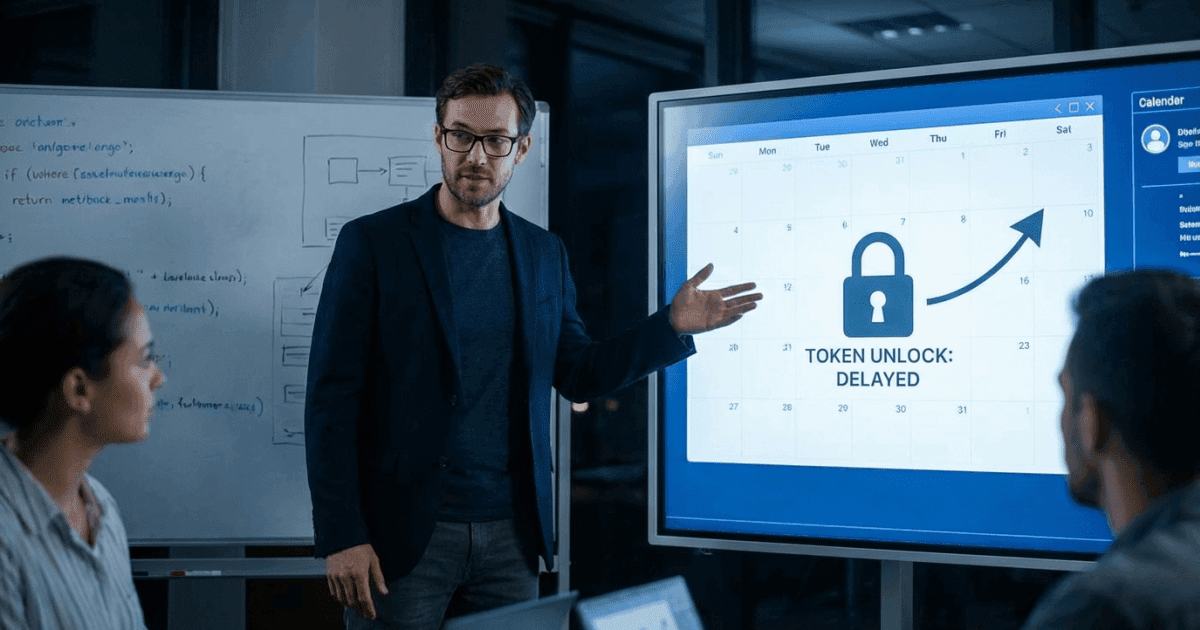 Ilustração editorial sobre altcoins: Altcoin Adia Desbloqueio de Tokens; Co-fundador Defende Prazo