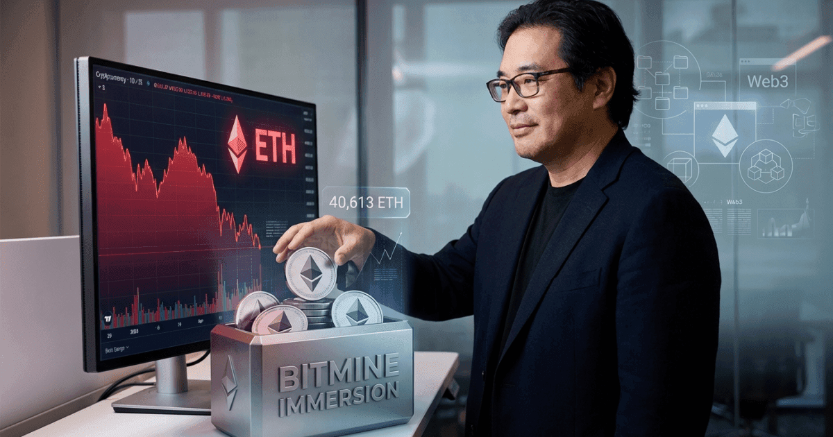 Ilustração editorial sobre ethereum: Ethereum: Bitmine Immersion de Tom Lee Adquire 40 Mil ETH em Baixa