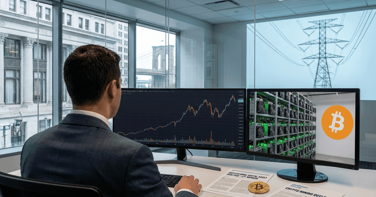 Ilustração editorial sobre altcoins: Bitcoin: Analistas Tradicionais Ampliam Cobertura de Mineradoras