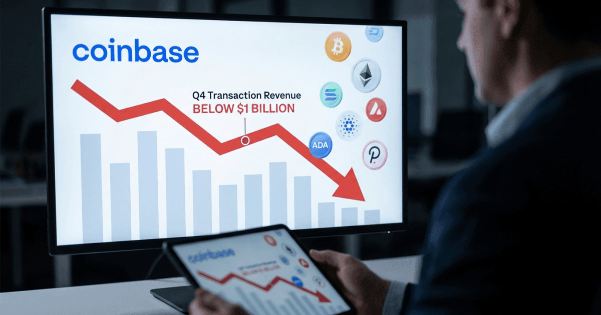 Ilustração editorial sobre altcoins: Altcoins: Coinbase Revela Receita do Q4 Abaixo de US$1 Bi