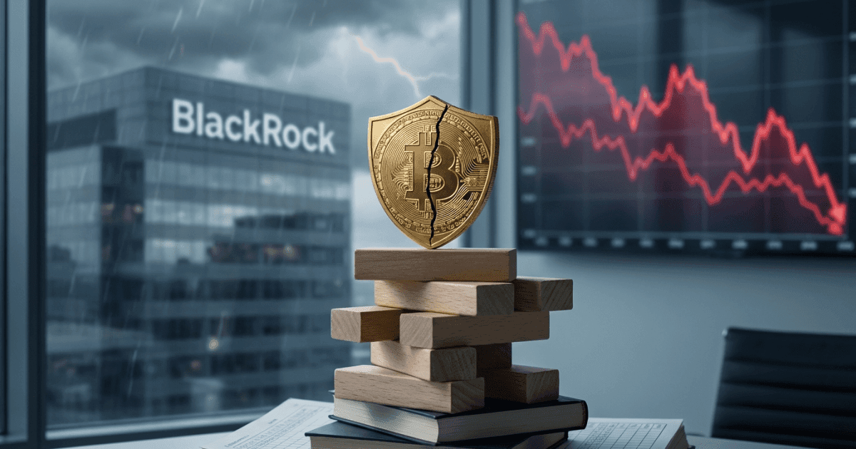 Ilustração editorial sobre bitcoin: Bitcoin Sob Risco: BlackRock Alerta Para Volatilidade Por Alavancagem