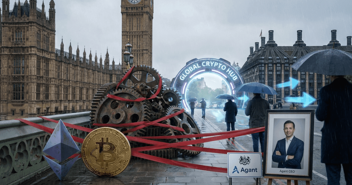 Ilustração editorial sobre altcoins: Altcoin: Regulação Lenta do UK Ameaça Hub Cripto Global