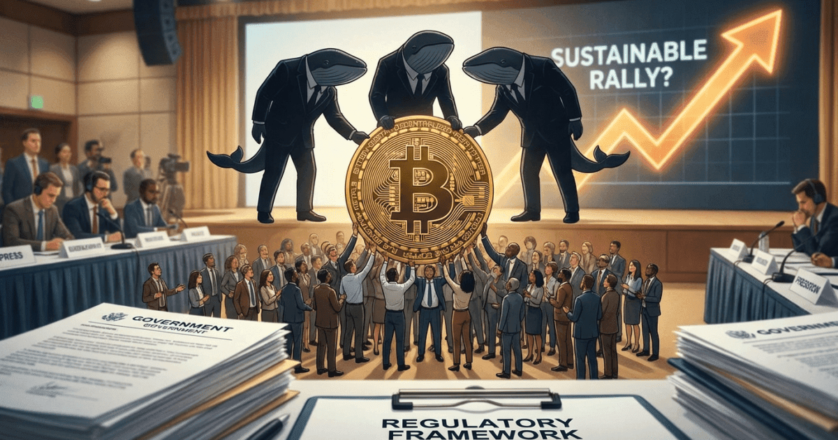Ilustração editorial sobre bitcoin: Bitcoin: Varejo Impulsiona, Mas Baleias Definem Rali Sustentável