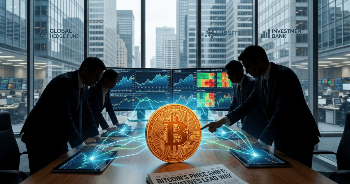 Ilustração editorial sobre bitcoin: Bitcoin: Derivativos Moldam Nova Fase da Descoberta de Preços