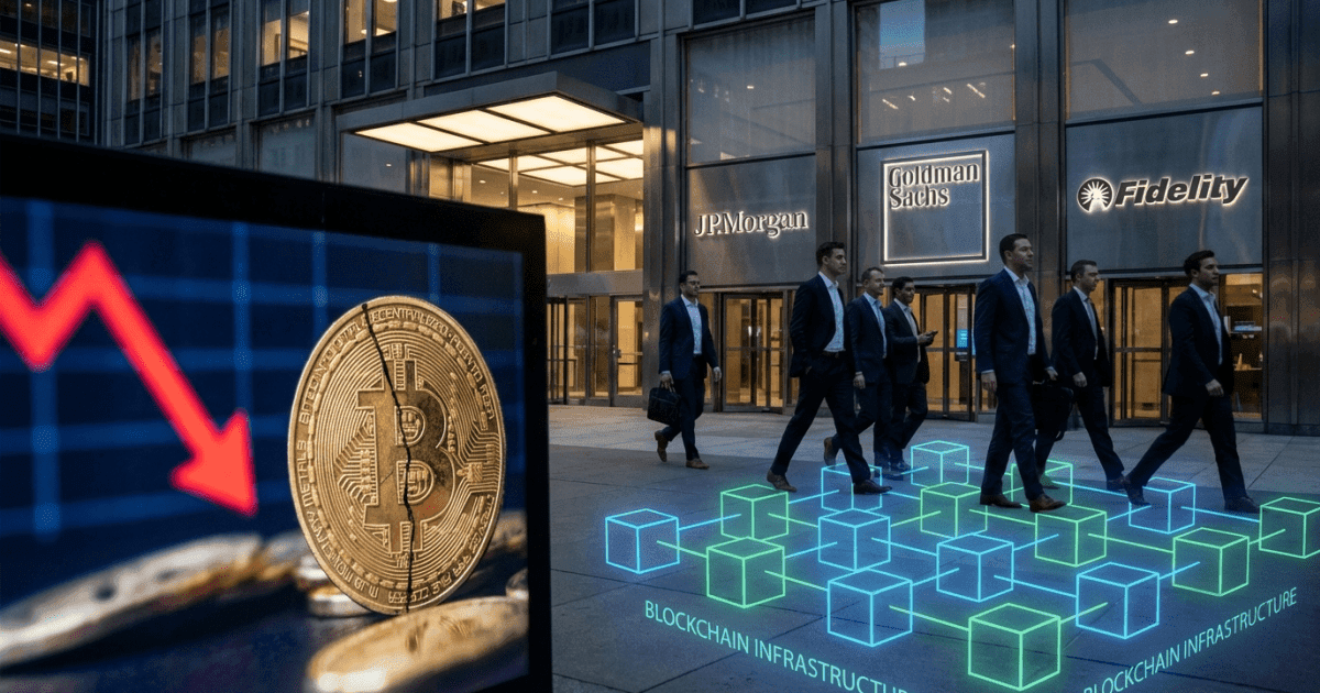 Ilustração editorial sobre bitcoin: Bitcoin em Queda, Mas Instituições Mantêm Apetite Cripto