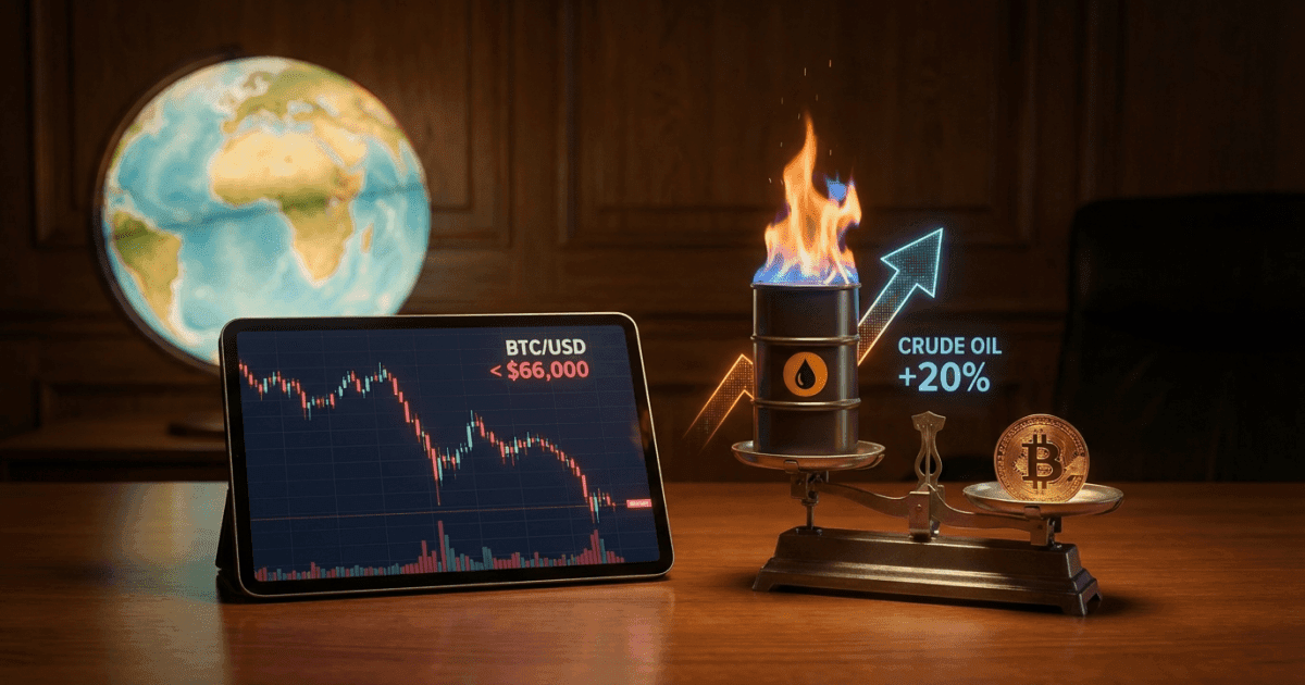 Bitcoin cai abaixo de us$ 66.000 com disparada do petróleo