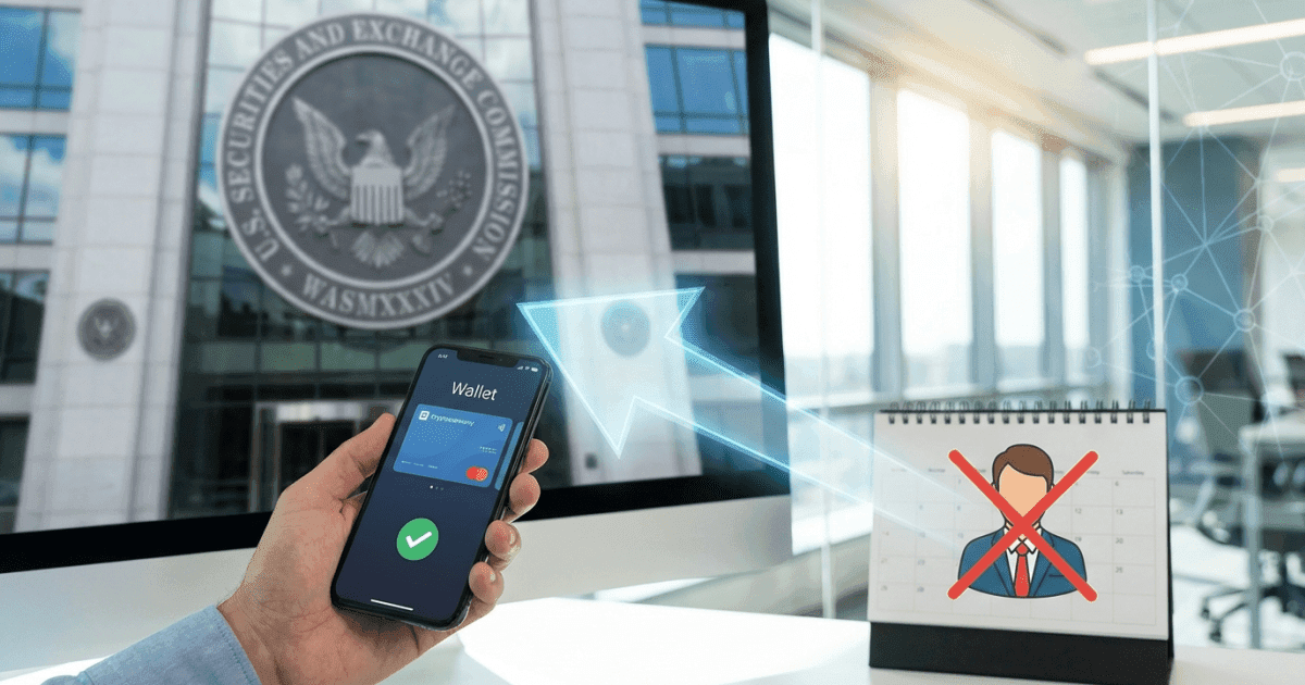 Ilustração editorial sobre regulação: SEC Esclarece Regulação: Carteiras Cripto Não São Corretoras
