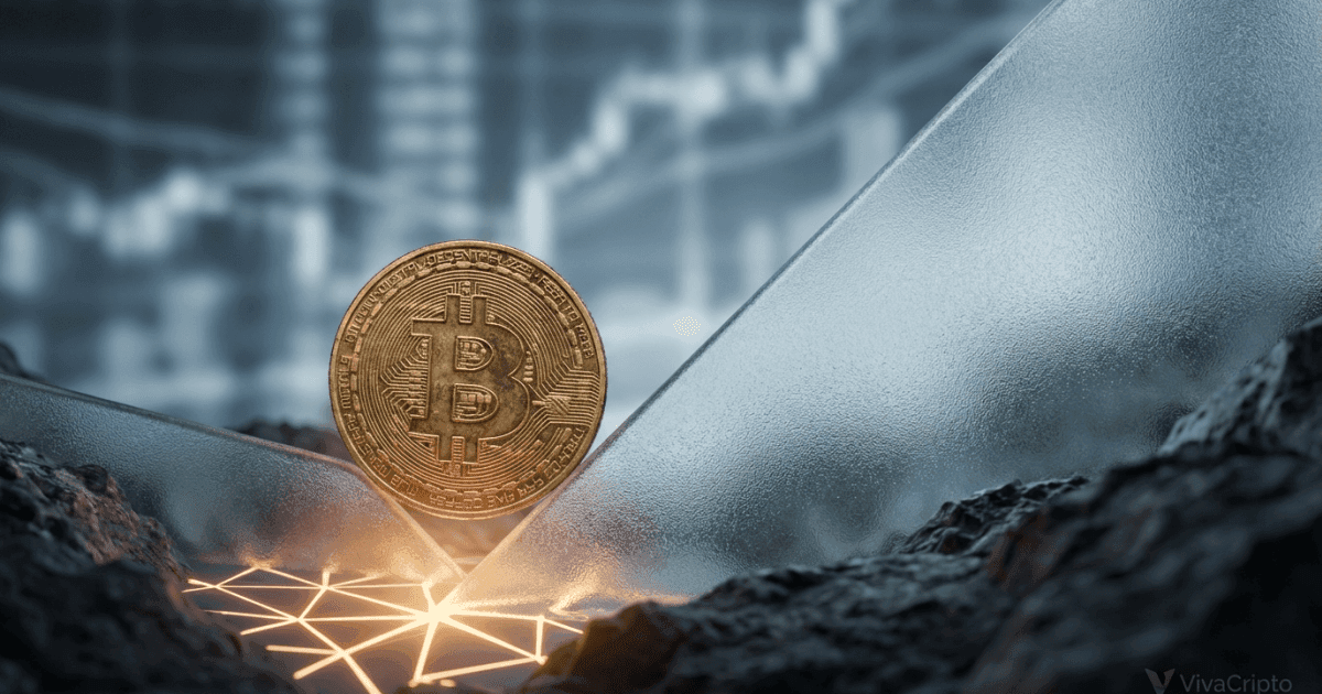 Ilustração editorial sobre bitcoin: Bitcoin Luta por Alta, Mas Sinal Raro Aponta Fundo Potencial