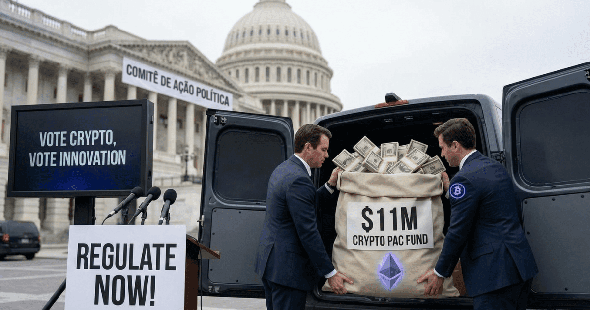 Ilustração editorial sobre ethereum: Ethereum: PAC Cripto Mobiliza $11M em Publicidade Política