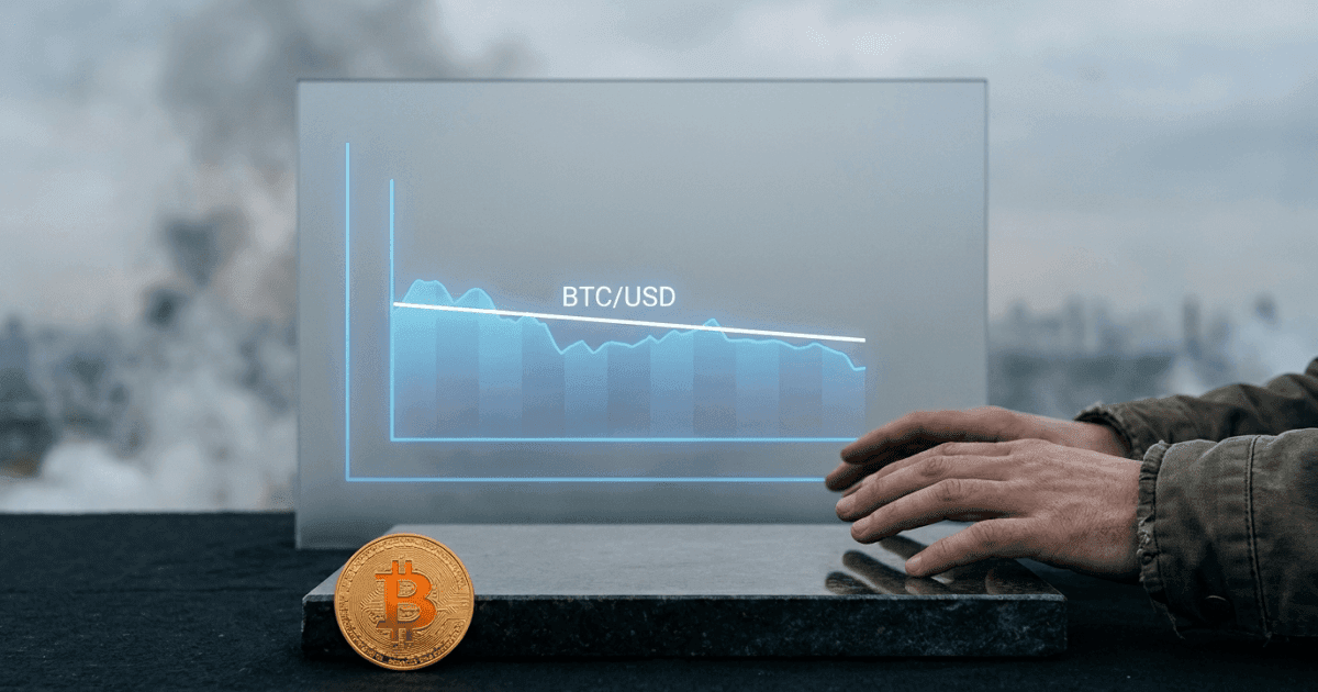Ilustração editorial sobre bitcoin: Bitcoin: Otimismo por cessar-fogo diminui; mercado busca resultados