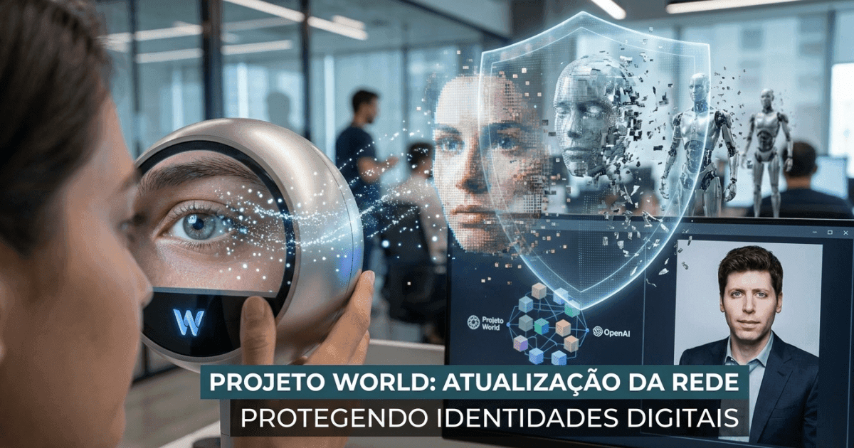 Ilustração editorial sobre altcoins: Altcoin Projeto World Lança Upgrade Contra Deepfakes de IA