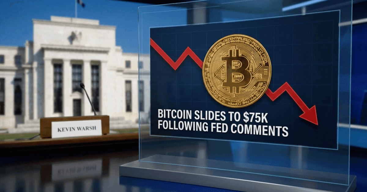 Bitcoin cai para us$ 75.000: Impacto de declarações do FED