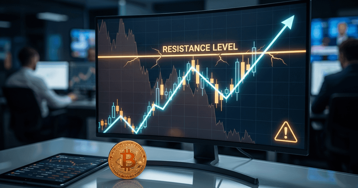 Ilustração editorial sobre bitcoin: Bitcoin Perto de Rompimento; Padrões Históricos Pedem Cautela