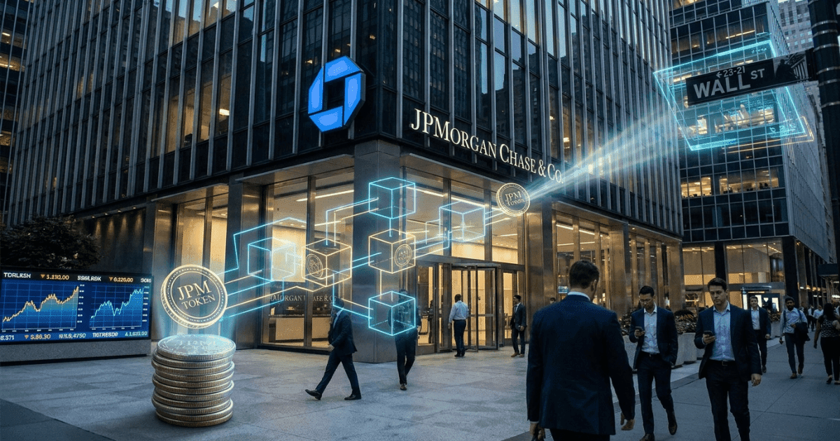 Ilustração editorial sobre altcoins: Altcoins: JPMorgan Entra na Corrida Institucional por Tokenização