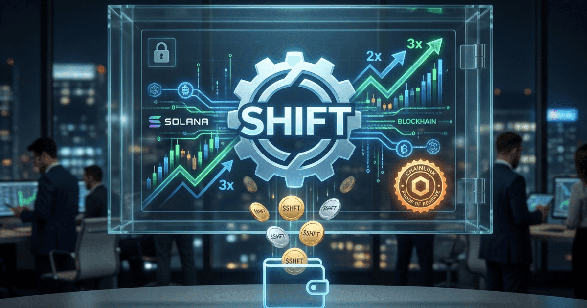 Ilustração editorial sobre airdrop: SHIFT RWA: o protocolo de ações tokenizadas com alavancagem e seu programa de airdrop