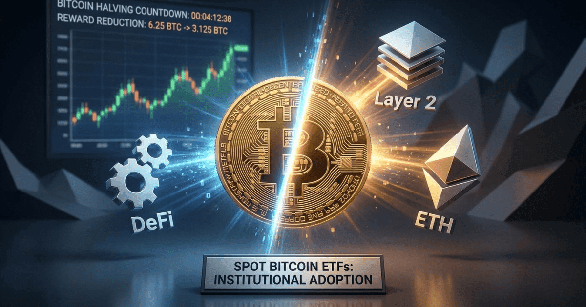 Ilustração editorial sobre bitcoin: Bitcoin Halving Revela Potencial para Redescoberta Cripto