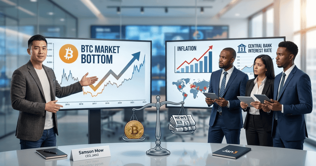Ilustração editorial sobre bitcoin: Samson Mow Afirma que Bitcoin Atingiu o Fundo, Analistas Céticos