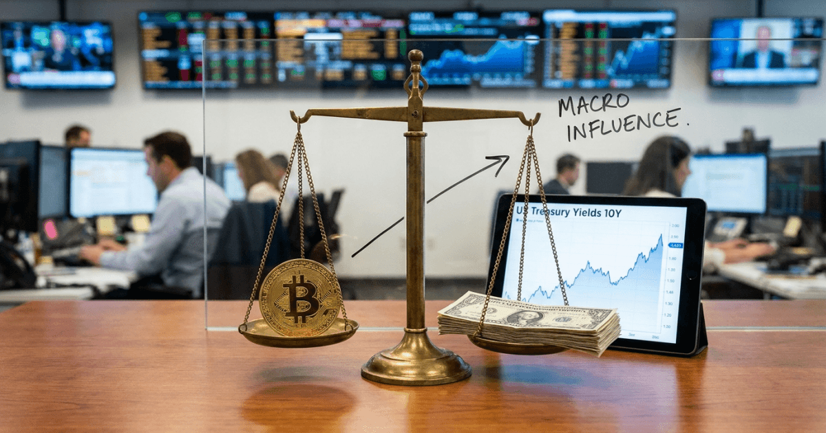 Ilustração editorial sobre bitcoin: Bitcoin: Dólar e Juros EUA Indicam Próximos Movimentos