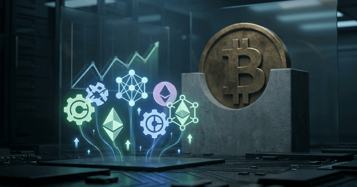 Ilustração editorial sobre altcoins: Mercado Cripto: Altcoins Revelam Nova Atividade Após Baixa