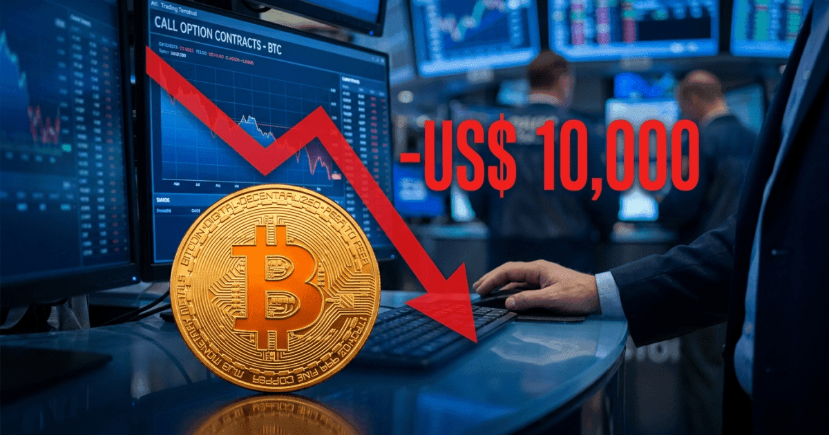 Ilustração editorial sobre bitcoin: Bitcoin: Opção Call Popular Cai US$10K e REVELA Cautela no Mercado