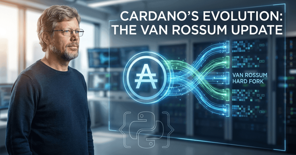 Ilustração editorial sobre altcoins: Altcoin Cardano Lança Hard Fork Van Rossum: Veja as Novidades