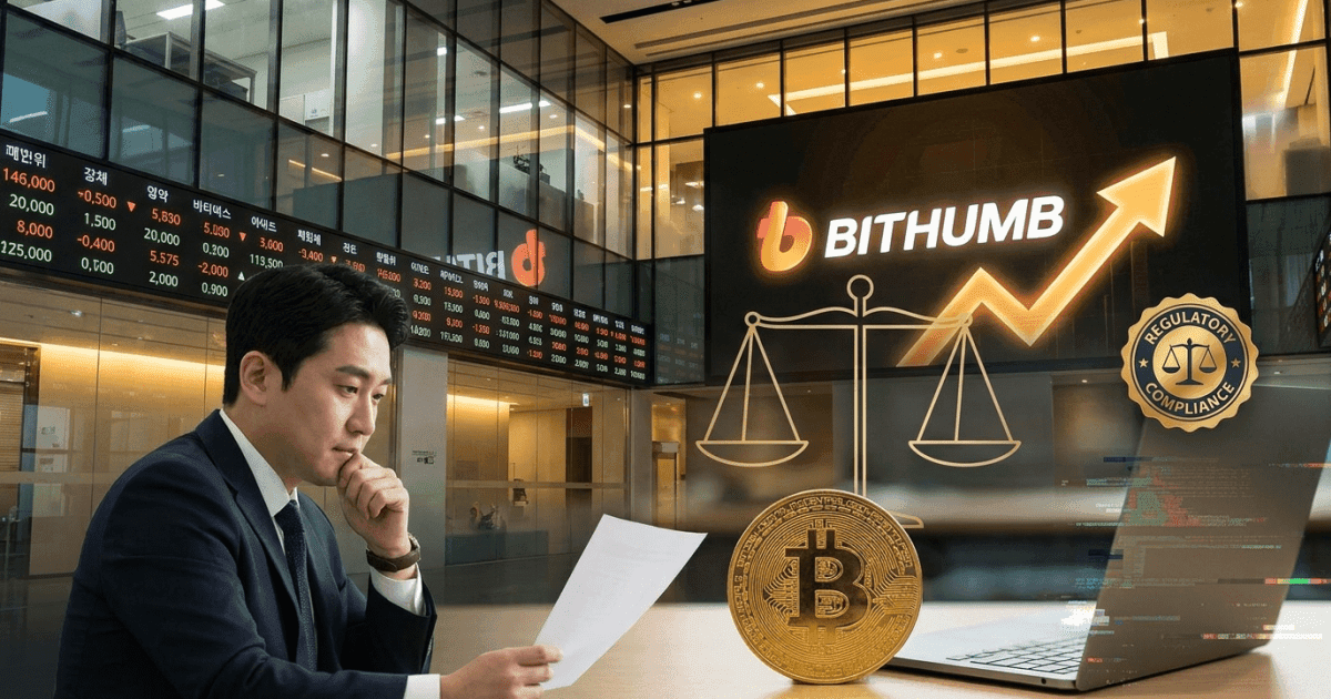 Ilustração editorial sobre regulação: Regulação e IPO: Bithumb Busca Abertura de Capital em 2028