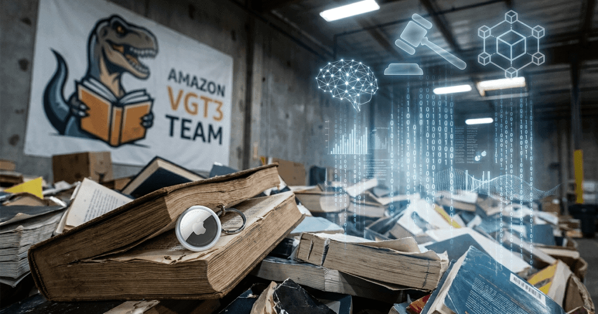 Ilustração editorial sobre regulação: Regulação e IA: Amazon Destrói Livros para Treinar Modelos, o Alerta para Cripto